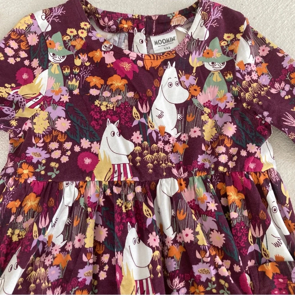Moomin Forest Print Long Sleeve Kids Dress - Picture 3 of 4
